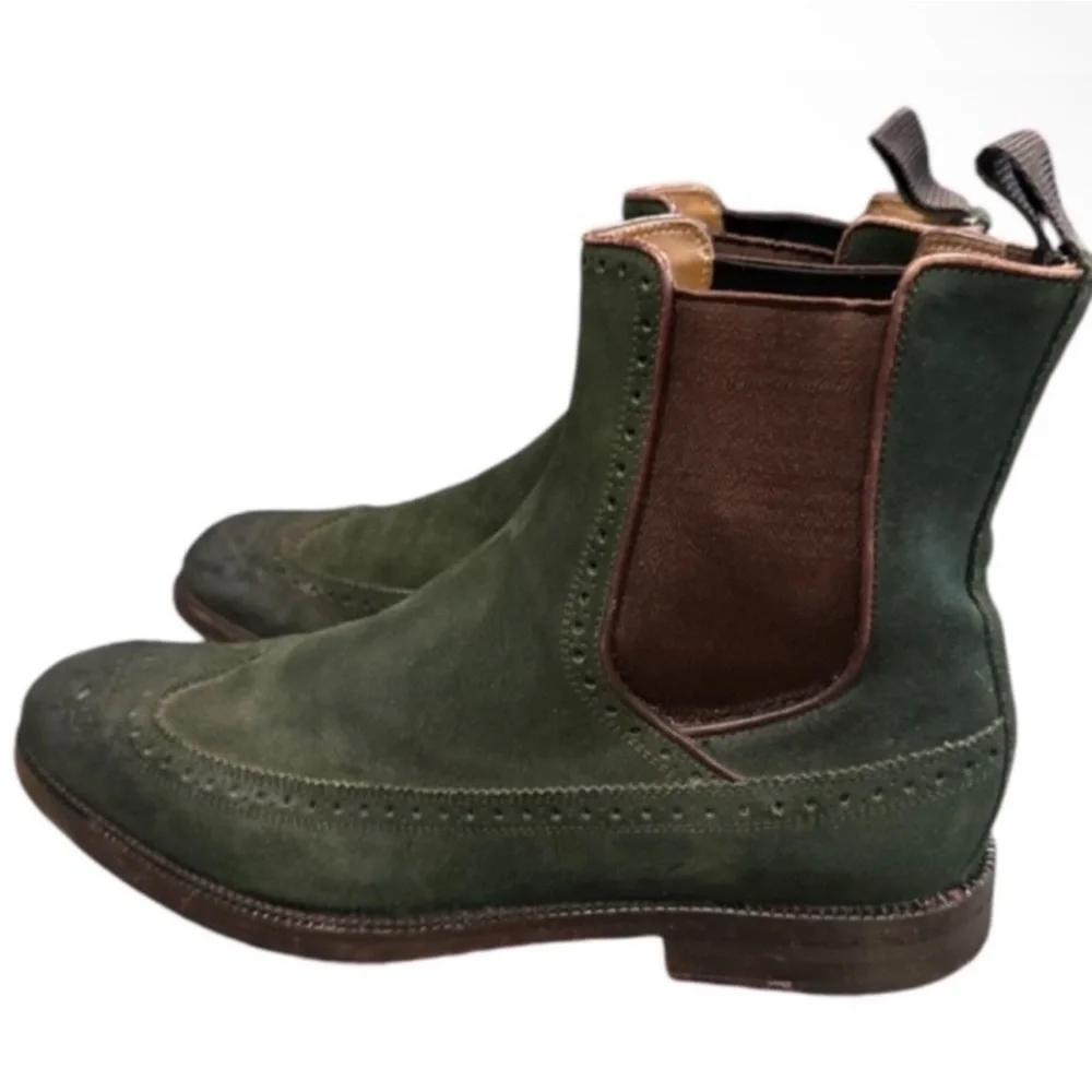 Authentic Jimmy Choo luxury designer men's army green suede leather boots sz 9.5